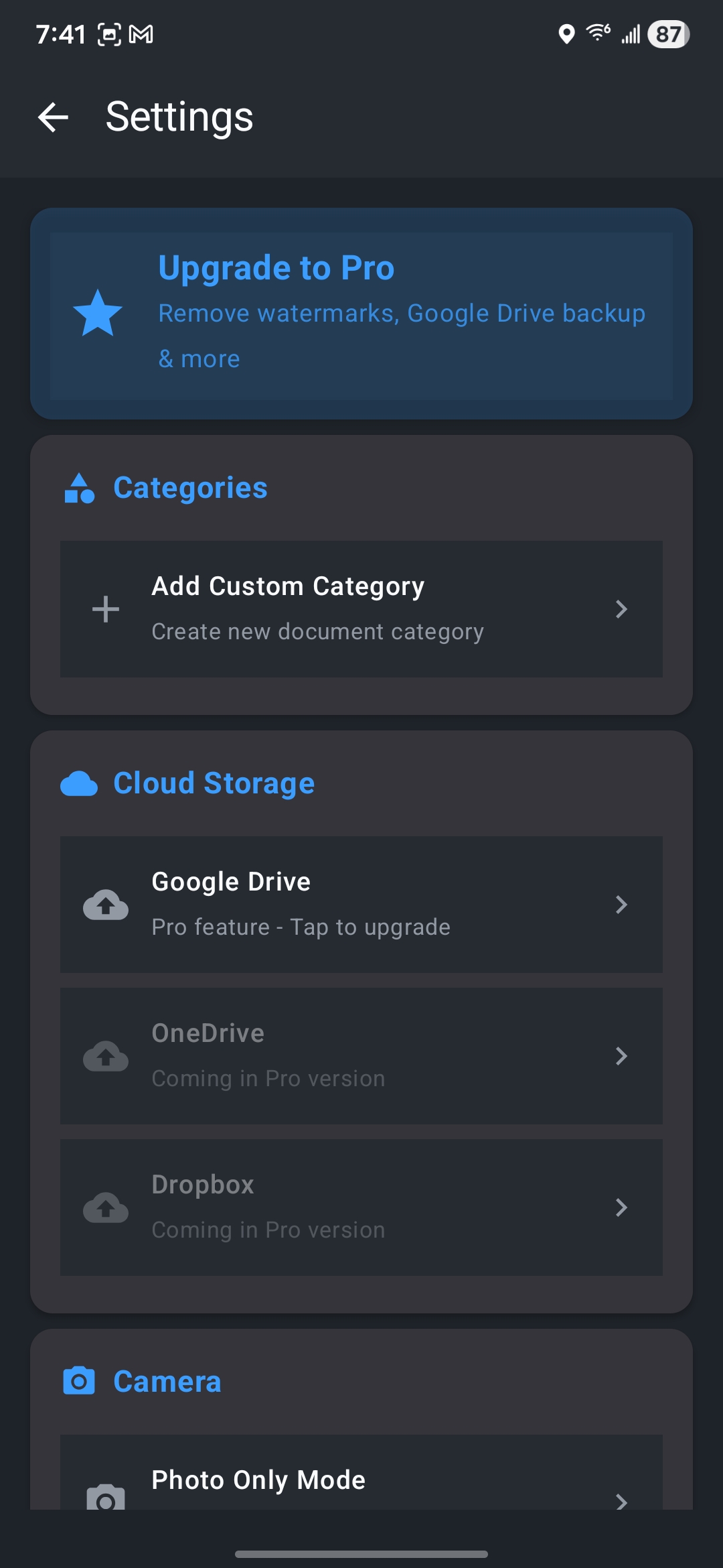 QuickCapture - Settings