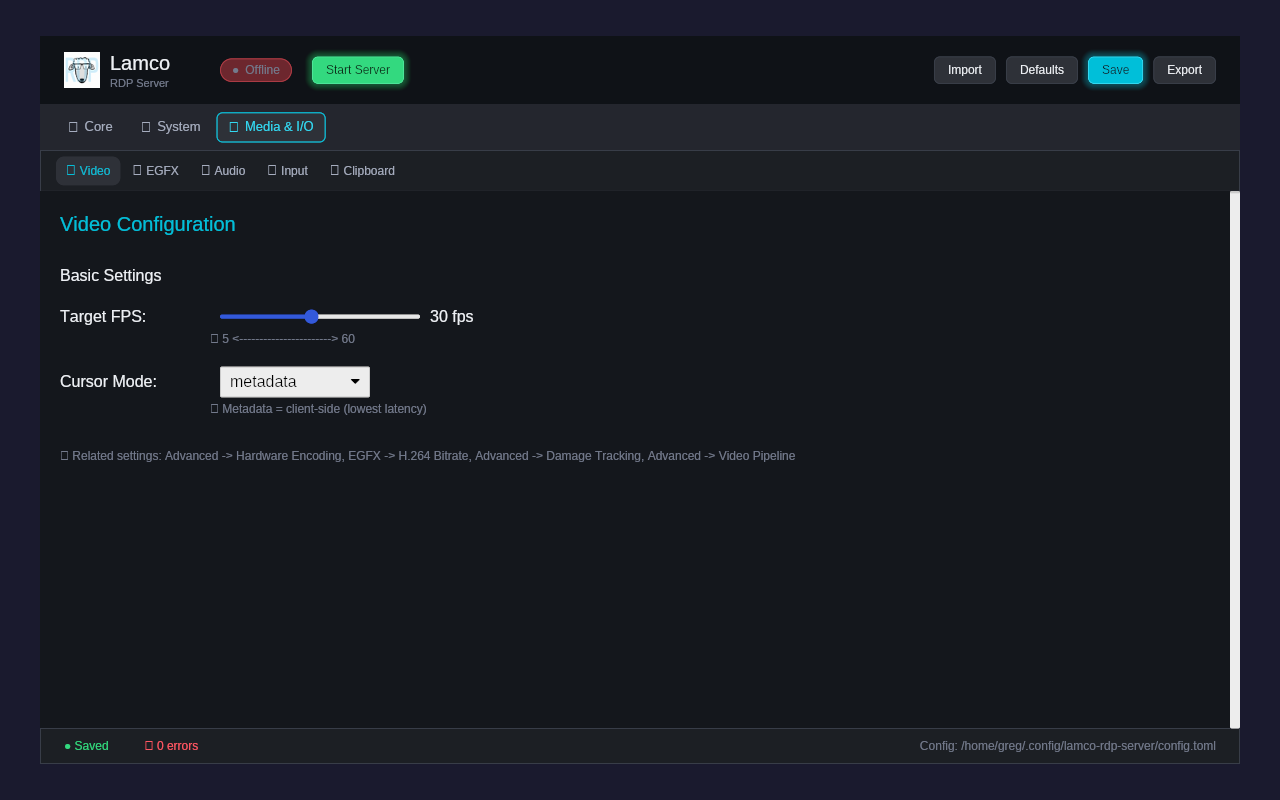 Video encoding settings